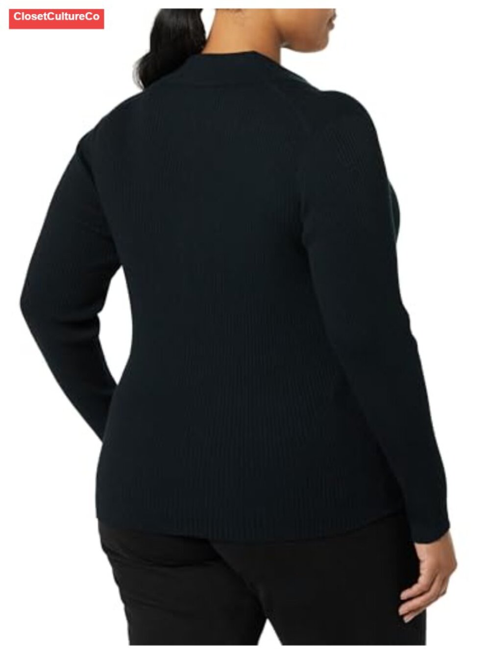 Fine Gauge Ribbed Knit Button Front Long Sleeve Polo Cardigan Sweater - Picture 4 of 6
